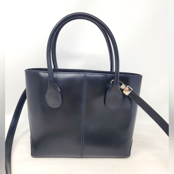 Tod\'s D Bag Black Leather Mini Tote Shoulder Hand Bag Authentic Vintage